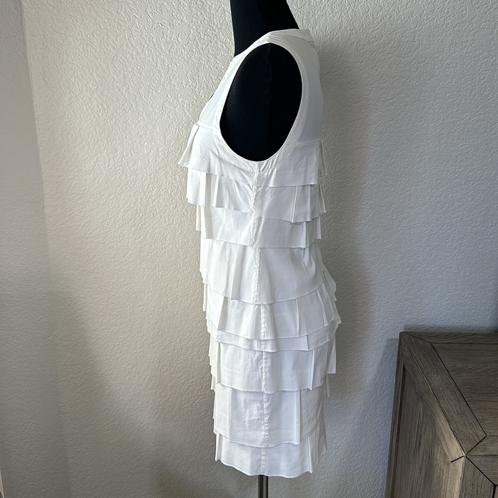 BCBGMAXAZRIA Womens White Ruffle Sleeveless Dress in White Size Small - Picture 4 of 9